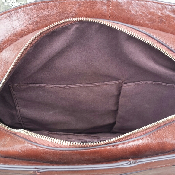 NWT Sorrentino Oval Structured Satchel Handbag With Punched Design - Picture 11 of 16